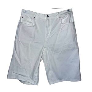 Stradivarius White Denim Jean Shorts Women’s Size 12 Mid-Rise